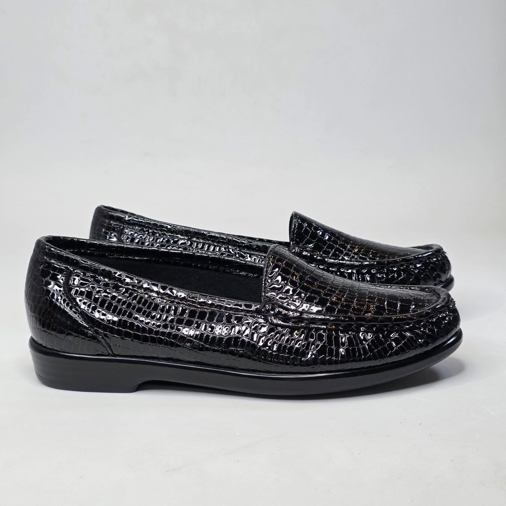 SAS Simplify Black Croc Print Tripad Comfort Slip-On Loafers Shoes Women's 6 M